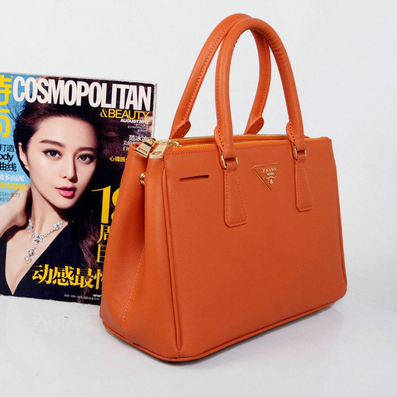 2014 Prada saffiano calfskin 33cm tote BN2274 orange on sale